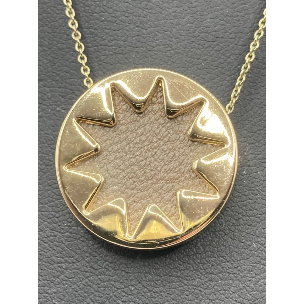 House Of Harlow 1960 Star Burst Gold Tone Brown Faux Leather Chain‎ Necklace 18